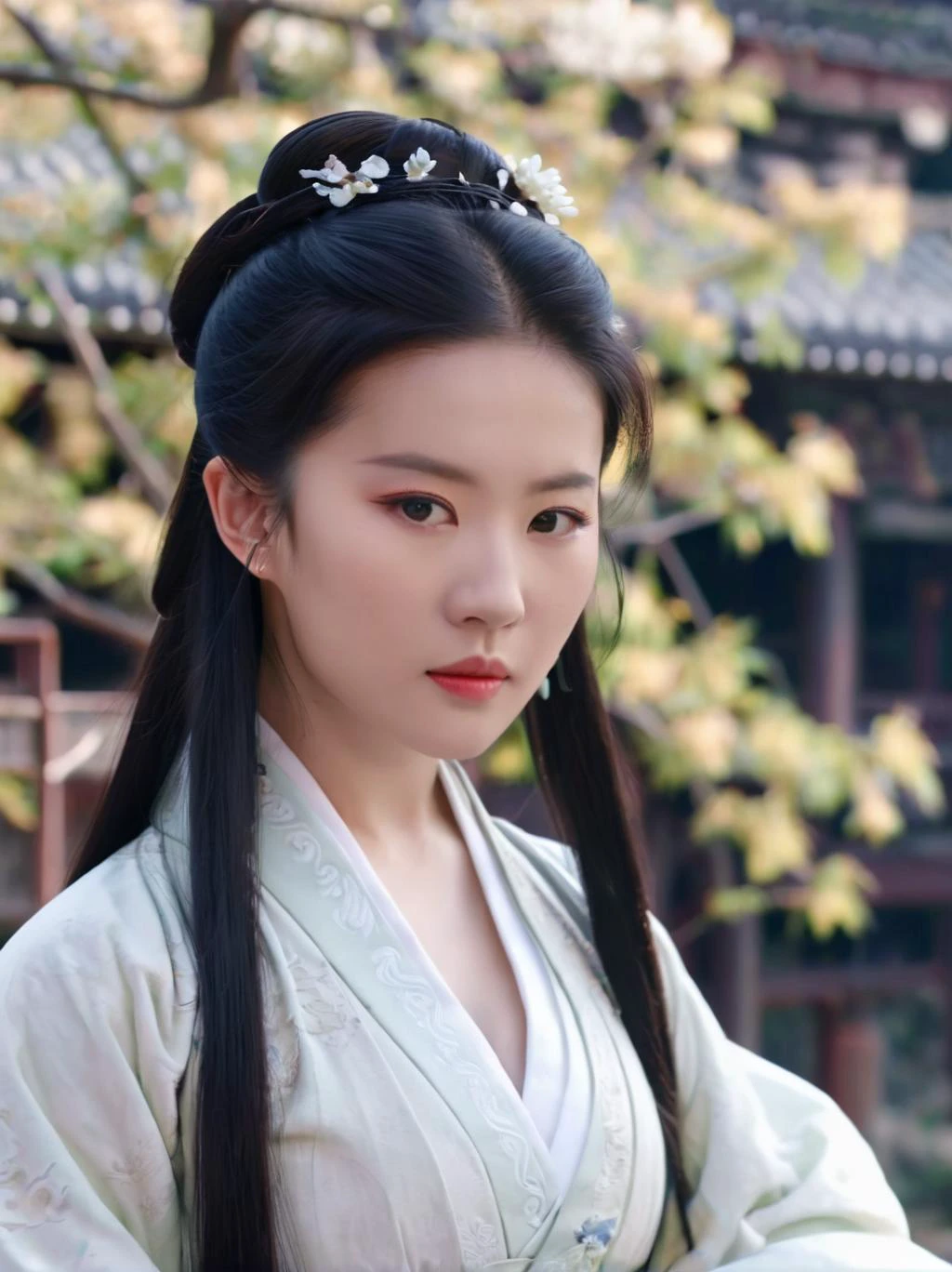 伤å¦-å亦è²,1girl,cleavage,long sleeves,hanfu,looking at viewer,Random background,
photography, highly detailed, sharp focus, trending on artstation, studio photo, intricate details,