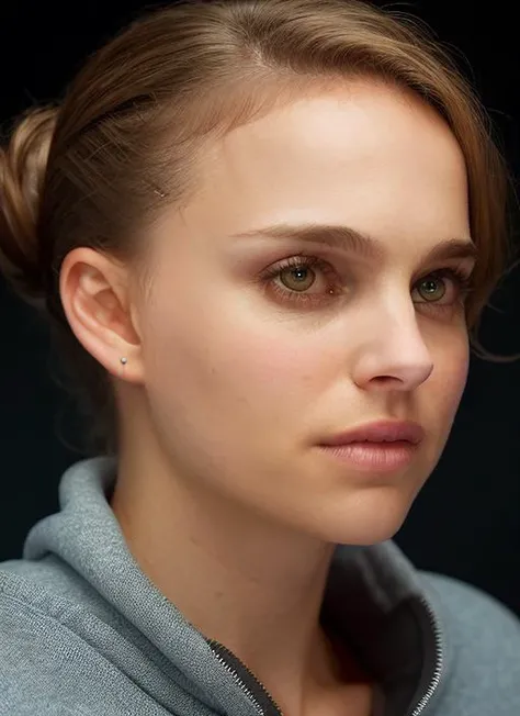 portrait of skswoman, thirsty , wearing sweatshirt , with Half-up, half-down hairstyle , background roman city epic (photo, studio lighting, hard light, sony a7, 50 mm, matte skin, pores, colors, hyperdetailed, hyperrealistic), <lyco:Natalie Portman:1.2>
