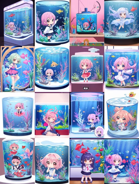 aquarium, chibi, cute