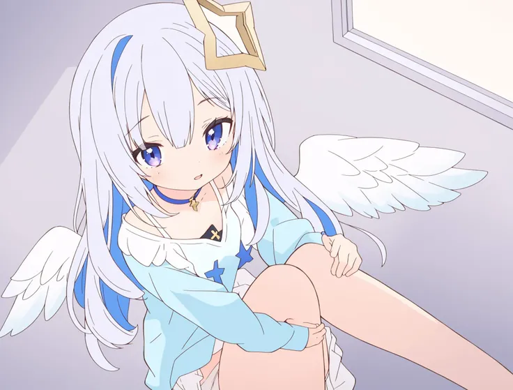 (beautiful detailed hair:1.2763), (beautiful detailed background:1.2763),(album cover:1.2763),  (limited palette:1.1576),(pastel color:1.1576),(dynamic angle:1.2155) ,many line in hair ,(minute details:1.2763), gradation,  drawing, colorful,solo,(flipped hair:1.1576), eyes,magazin cover,colored inner hair, theme, official art ,slant or almond-shaped eyes, pastel color  (backlight:1.1025),pastel color ,
(masterpiece, best quality), intricate details, 1girl,
 <lora:kanata1:0.9>, kanatablue, 
BREAK 
flat chest
 (indoor, in office:1.1), (one knee:1.1), from above, (looking at another:1.1), white panties, [nsfw], panties, hugging own legs
<lora:flat2:0.8>
<lora:criinStyleLora_offset:0.3>,<lora:tanakataRoukamiV1:0.2>
,<lora:RONOPU:0.2>