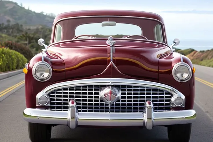 hudsonhornet-step-115, a maroon car, on pacific coast highway