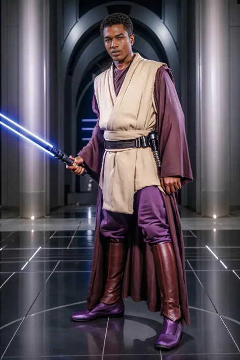 standing in plaza in front of a Jedi temple, SeanXavier, in jedioutfit, dignified, holding (purple lightsaber), masterpiece, ((full body portrait)) <lora:SeanXavier-000005:0.8> <lora:exposure_control_v10:0.3> <lora:jedioutfit:0.75> <lora:starwars:0.6>