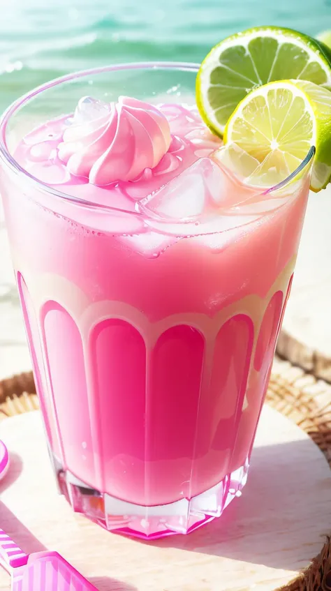 <lora:BarbieCore:0.8> BarbieCore drink, (shiny plastic:0.8), (pink and white:0.9), (pastel:0.85)