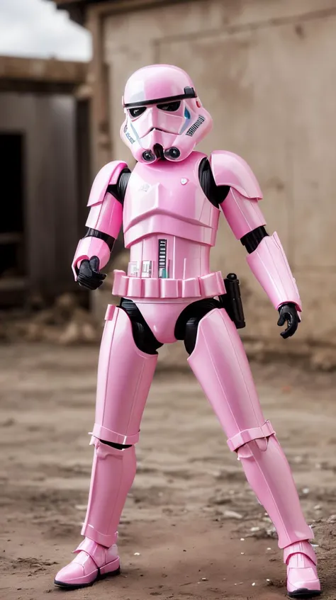 Pink colored <lora:BarbieCore:0.9> BarbieCore stormtrooper, (shiny plastic:0.8), (pink plastic:0.9), (masterpiece:1.3) RAW photo