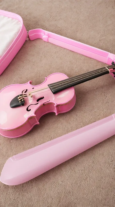 Pink colored <lora:BarbieCore:0.9> BarbieCore Violin, (shiny plastic:0.8), (pink plastic:0.9), (masterpiece:1.3) RAW photo