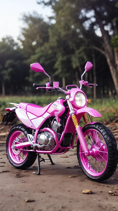 Pink colored <lora:BarbieCore:0.9> BarbieCore motorbike, (shiny plastic:0.8), (pink plastic:0.9)