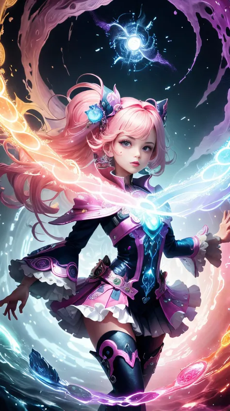Futuristic magical girl Illya, Detailed clothing and accessories, glowing magic wand, bright colors, dynamic poses, Fly in mid-air, Set against a stunning cityscape backdrop, neon lights, futuristic skyscraper, glistening stars, Charming atmosphere, HD artwork, 超bright colors, HDR lighting, professional quality, anime style, Magical girl transformation, flowing hair, sharp eyes, ethereal halo, Sparkling magical effect, Energetic and confident expression, A vibrant and surreal color palette, dynamic composition, Realistic textures and materials, Otherworldly Powers and Abilities, energy beams, glowing particles, Magic explosion, Glowing imprint, Intricate ornate design, Future technology blends into magic, A fusion of fantasy and science fiction elements, epic battle scenes, A sense of adventure and wonder, Engaging and immersive, digital illustration