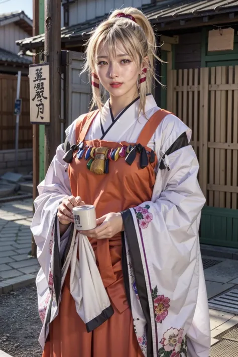 (realistic:1.3), finely detailed, quality, rembrandt lighting, (masterpiece:1.2), (photorealistic:1.2), (best quality), (detailed skin:1.3), (intricate details), dramatic, ray tracing, 1girl, japanese girl, 21 years old, detailed skin texture, (blush:0.5), (goosebumps:0.5), subsurface scattering, smiling, medium breasts, uka, shrine-outfit, (bright sunny day), <lora:inari:1>