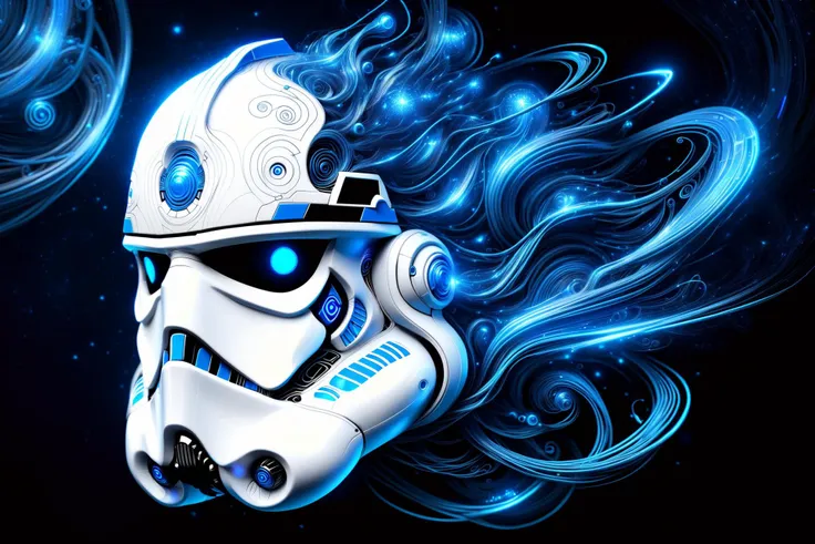 glowing blue and white 3d wireframe of the head of a stormtrooper, floating transluscent swirls of energy <lora:EnvyScifiWireframeXL01:2>  <lora:DonMW15pXL:1> DonMW15pXL,, (masterpiece:1.2), best quality, (hyperdetailed, highest detailed:1.2), high resolution textures, <lora:EnvyBetterHiresFixXL01:1>