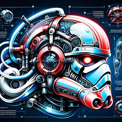 glowing red 3d wireframe of the helmet of a stormtrooper, floating transluscent swirls of energy <lora:EnvyScifiWireframeXL01:3>  <lora:Elemental Wisps:1> DonMW15pXL, <lora:Da_Vinci-000008:1> Biomech, ink drawing, anatomical, Da_Vinci, vitruvian, science fiction, machine, mechanical parts, (masterpiece:1.2), best quality, (hyperdetailed, highest detailed:1.2), high resolution textures, <lora:EnvyBetterHiresFixXL01:1>