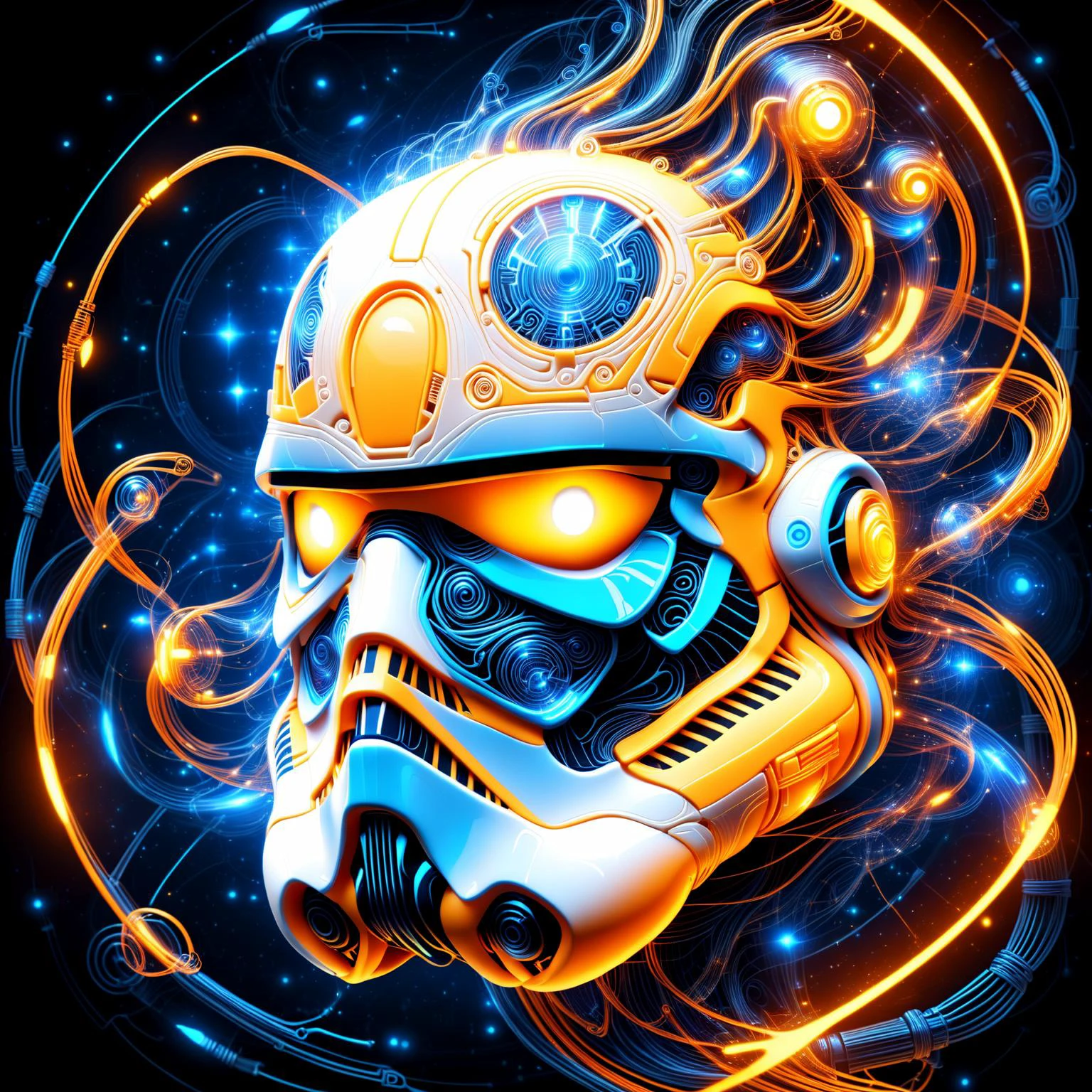 glowing orange 3d wireframe of the head of a stormtrooper, floating transluscent swirls of energy <lora:EnvyScifiWireframeXL01:3> <lora:DonMW15pXL:1> DonMW15pXL,, (masterpiece:1.2), best quality, (hyperdetailed, highest detailed:1.2), high resolution textures, <lora:EnvyBetterHiresFixXL01:1>