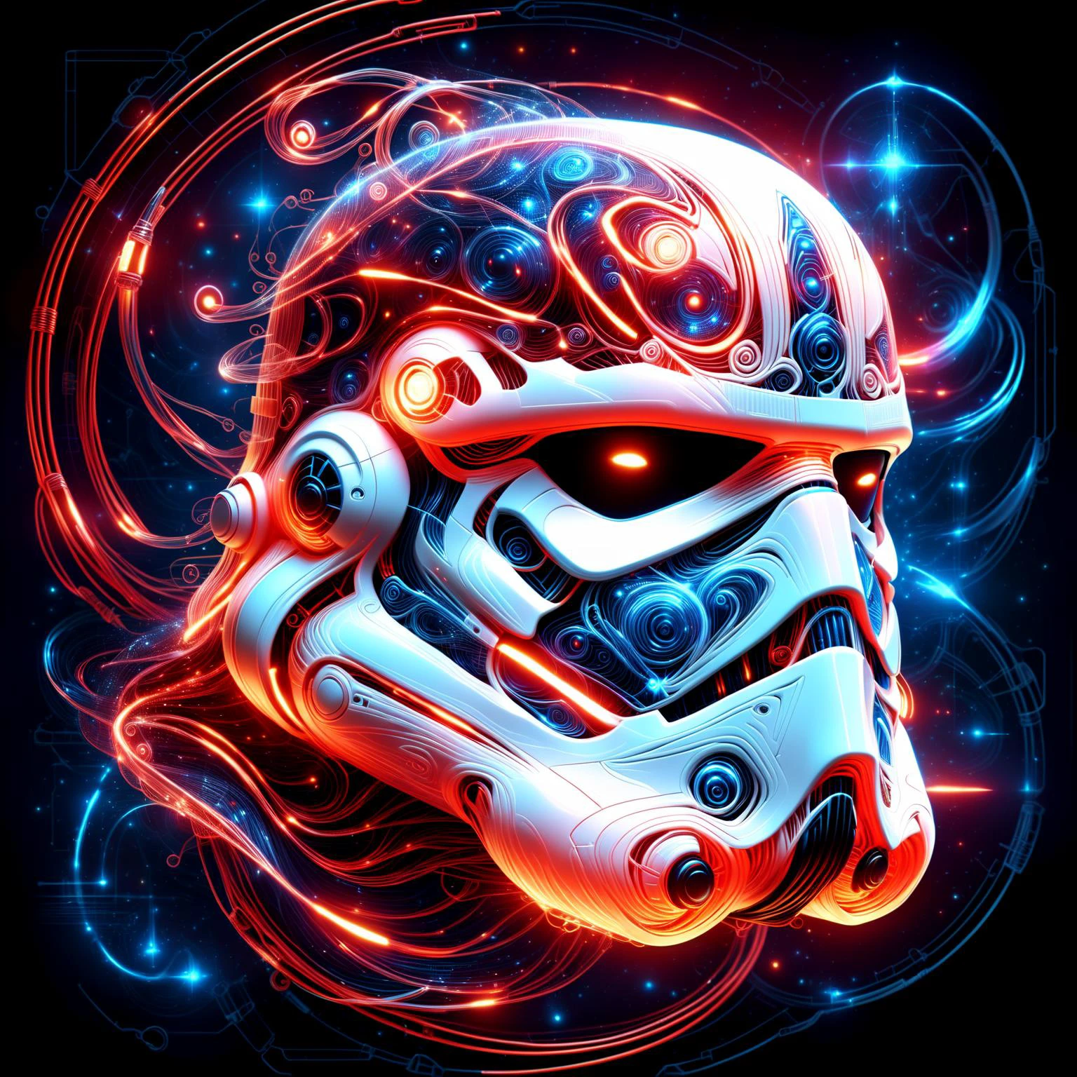 glowing red 3d wireframe of the head of a stormtrooper, floating transluscent swirls of energy <lora:EnvyScifiWireframeXL01:3> <lora:DonMW15pXL:1> DonMW15pXL,, (masterpiece:1.2), best quality, (hyperdetailed, highest detailed:1.2), high resolution textures, <lora:EnvyBetterHiresFixXL01:1>