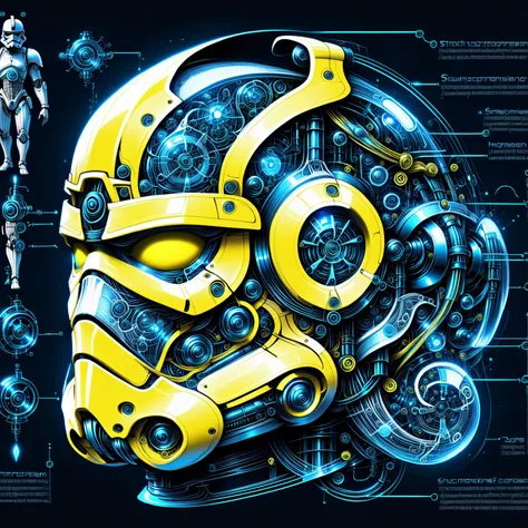 glowing yellow 3d wireframe of the helmet of a stormtrooper, floating transluscent swirls of energy <lora:EnvyScifiWireframeXL01:3> <lora:Elemental Wisps:1> DonMW15pXL, <lora:Da_Vinci-000008:1> Biomech, ink drawing, anatomical, Da_Vinci, vitruvian, science fiction, machine, mechanical parts, (masterpiece:1.2), best quality, (hyperdetailed, highest detailed:1.2), high resolution textures, <lora:EnvyBetterHiresFixXL01:1>