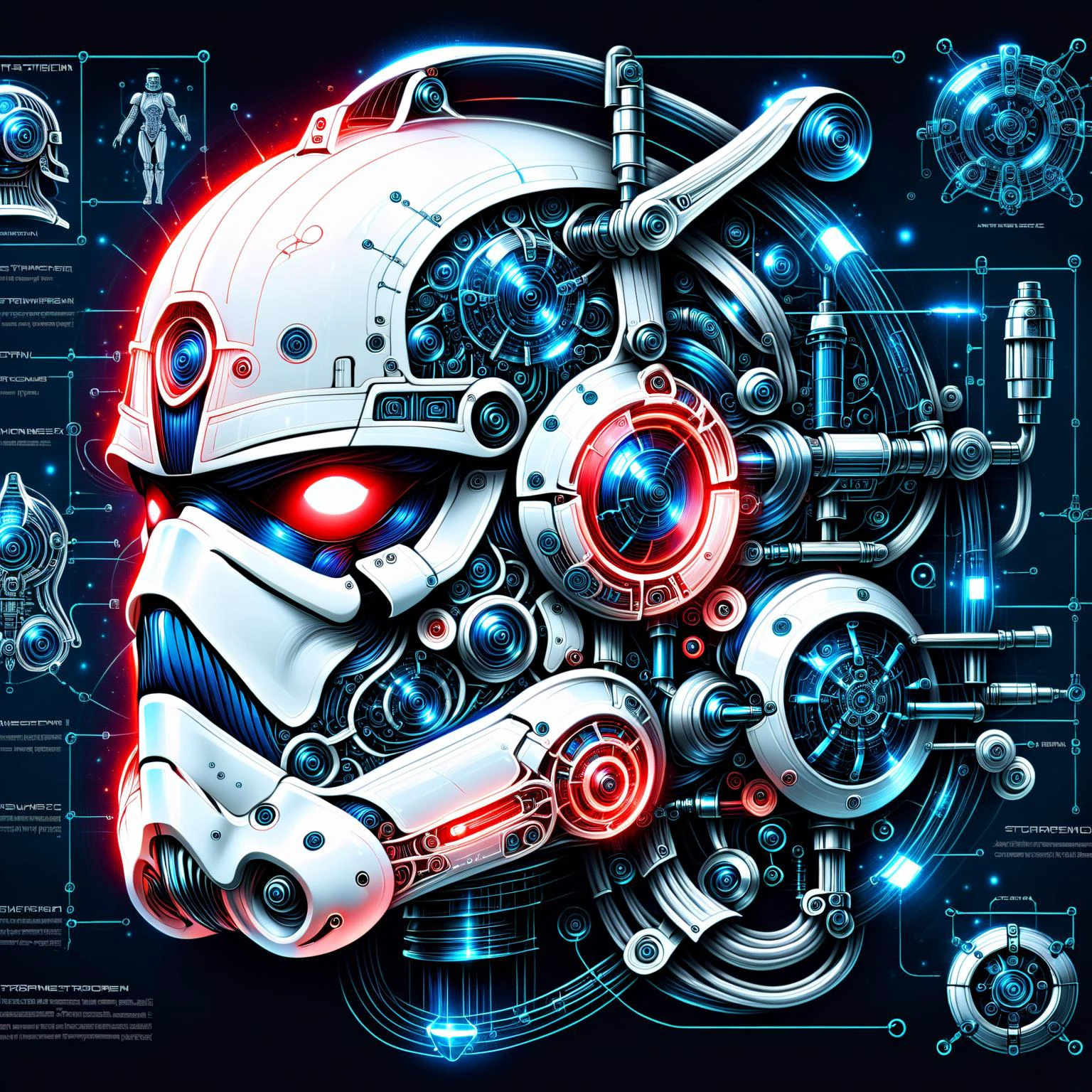 glowing red 3d wireframe of the helmet of a stormtrooper, floating transluscent swirls of energy <lora:EnvyScifiWireframeXL01:3> <lora:Elemental Wisps:1> DonMW15pXL, <lora:Da_Vinci-000008:1> Biomech, ink drawing, anatomical, Da_Vinci, vitruvian, science fiction, machine, mechanical parts, (masterpiece:1.2), best quality, (hyperdetailed, highest detailed:1.2), high resolution textures, <lora:EnvyBetterHiresFixXL01:1>