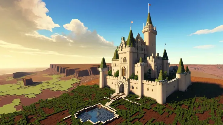 Gray Skull Castle in a Minecraft post-apocalyptic deserted land, dead forests, high plains, canyons, plateaux
(reflective water:1.2)
(MinecraftConceptArt:1.5)