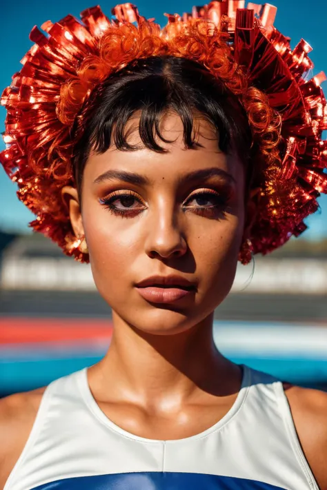 A stunning intricate full color up close portrait of ade, wearing a cheerleader outfit, epic character composition, by ilya kuvshinov, alessio albi, nina masic, sharp focus, natural lighting, subsurface scattering, f2, 35mm <lora:AlexaDemie-RealVision-V1.0:1.1>