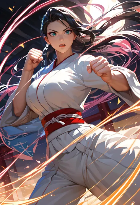 score_9, score_8_up, score_7_up,
beautiful aesthetic, very intricate, high quality details,
vibrant, highly detailed, award-winning, professional,
1girl, mature female,
martial arts, master dojo uniform,
fighting stance, clenched hands,
wide-eyed, focused,
dojo, cowboy shot
<lora:Smooth_Mix:0.8>, anime artwork, anime style, studio anime