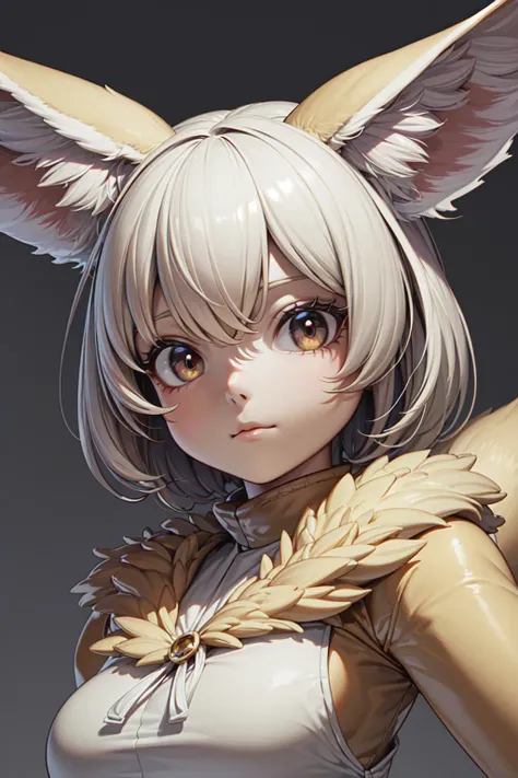 Gray clay style, masterpiece, best quality, extremely detailed, detailed background, detailed face, fennec \(kemono friends\), looking at viewer <lora:more_details:0.25> <lora:GrayClay_V1.5.5:0.6> <lyco:GoodHands-beta2:1.5>