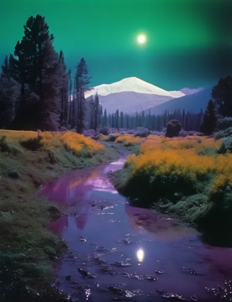 awesome landscape photography by Harrison Ellenshaw, photo is taken on old analoge kodak film, false colors