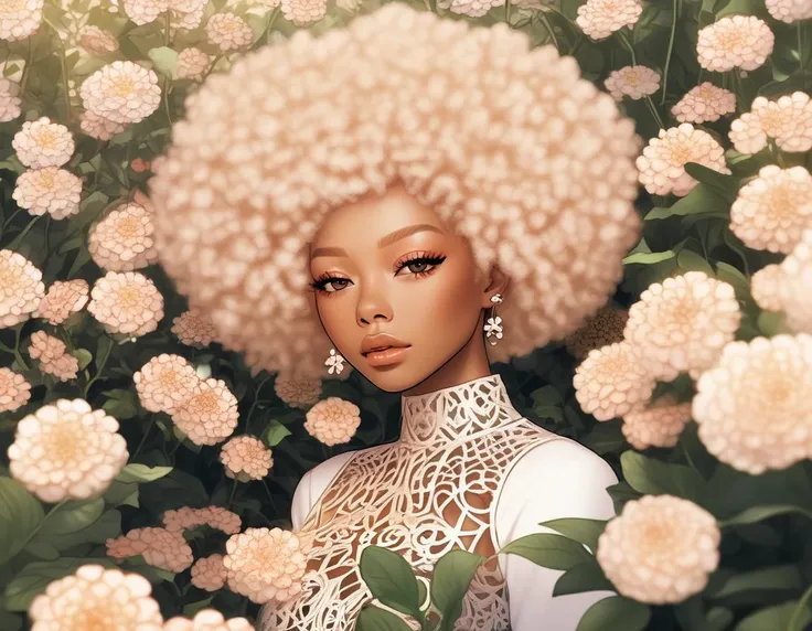 intricate filigree, short blonde afro, kpop amino, flowers in a flower bed