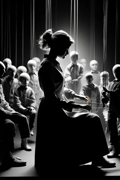 (Unfiltered Photo:1.3) of (Sketched:1.3) ((of (A puppeteer controlling eerie, marionette-like figures with haunting strings. Puppeteer blacks, ghostly whites, and haunting strings. Manipulative and haunting..:1.3),)),character focus, Natural Lighting, Volumetric Lighting, Volumetric Light, Volumetric, absurdres, high resolution, (8k resolution), 8k, 8kres, 8k res, super resolution, ultra hd, megapixel, Establishing Shot, Deep Focus, Hip Level Shot, Quarter Turn Camera Staging, From Front, From Side,,(by Artist Mike Allred:1.3),(by Artist John Howe:1.3),(by Artist Esao Andrews:1.3),Highly Detailed,(Neo-Fauvism:1.3)