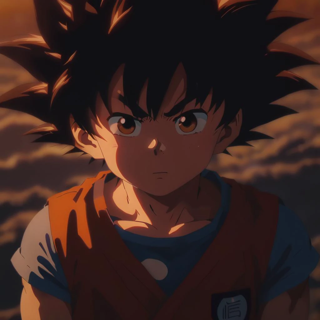anime screencap in mnst artstyle of a son goku, hd, 4k, high-quality <lora:style_MakotoShinkai-v1.1:1>