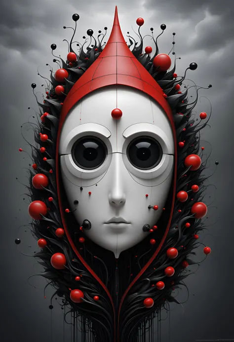 in the epic style of Anton Semenov, create something completely stupid in a very clear and simple design, using red and black colours, (and don't forget to add a small piece of beauty and (real fun):1.2), use sarcasm and really every kind of evil cliché, (masterpiece of unconventional Art:1.2), highest quality, 32k, intricate details,, <lora:sdxl_add-detail-xl>, <lora:sdxl_xl_more_art-full_v1:0.8>, <lora:sdxl_style_Anton Semenov_tbh118-sdxl:0.1>, , , , ,
