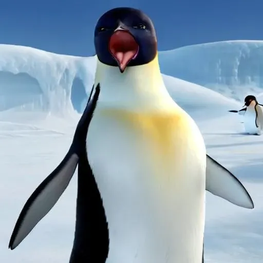 <lora:Gloria:0.7> female emperor penguin, singing