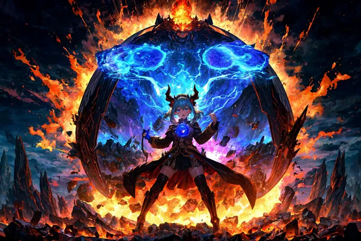 I am the principle of Fire, Destruction is my name, i am the molten, the inner fire of the earth, my magnet core spins it all, my face is the end of the universe.
Gather oh elements of Fire, breathe in the oxygen of life turn white in anger, turn blue for banishing the evil.
Destroy my Enemy with maximal prejudice. I am the Avatar of your doom and i will end your existence here and now. May your life end with this final judgement.
Apocalyptic Plasma Rain of Catastrophes!