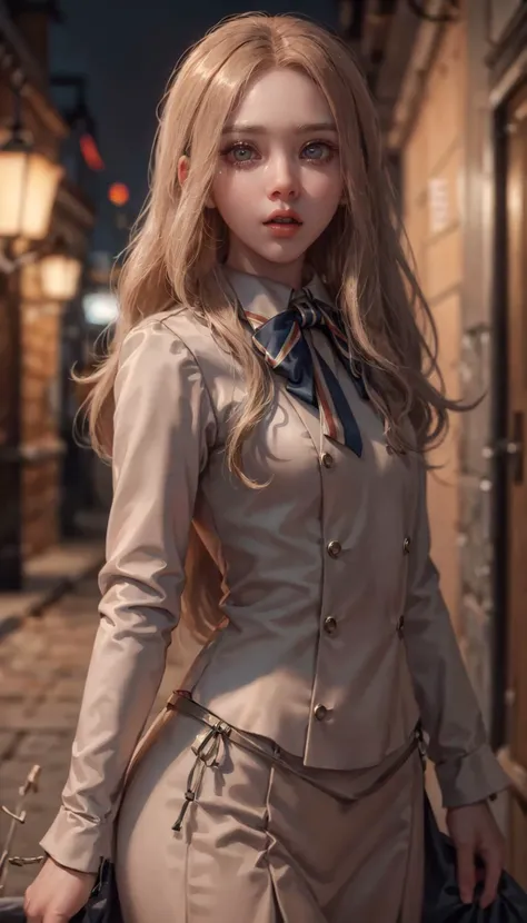 <lora:M3GEN:0.65>,
(looking at viewer),(cowboy shot dynamic pose:1.22),
M3GEN/(Robot Girl/), 1girl, solo, long hair, blonde hair, realistic, blurry, grey eyes, bow, photo inset, upper body, bowtie, parted lips, ribbon, lips,
detailed shiny skin,perfect and very white teeth,
finely detailed beautiful eyes,Ultra-fine facial detail,eyelashes,Glossy pink lips,
(detailed The dark and terrifying alleys background:1.4),outdoors,(day:1.33),
depth of field,intricate,elegant,highly detailed,digital photography,masterpiece,hdr,<lora:LASER-V2:0.35>,