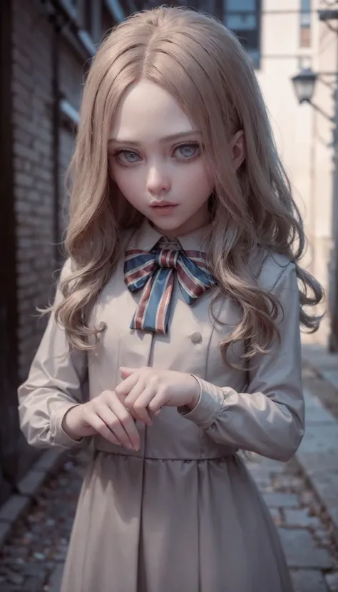 <lora:M3GEN:0.65>,
(looking at viewer),(cowboy shot dynamic pose:1.22),
M3GEN/(Robot Girl/), 1girl, solo, long hair, blonde hair, realistic, blurry, grey eyes, bow, photo inset, upper body, bowtie, parted lips, ribbon, lips,
detailed shiny skin,perfect and very white teeth,
finely detailed beautiful eyes,Ultra-fine facial detail,eyelashes,Glossy pink lips,
(detailed The dark and terrifying alleys background:1.4),outdoors,(day:1.33),
depth of field,intricate,elegant,highly detailed,digital photography,masterpiece,hdr,<lora:LASER-V2:0.35>,