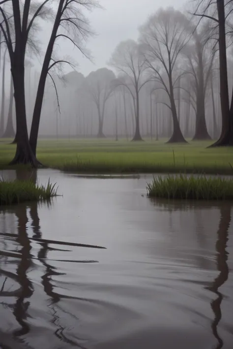 swamp, water, rain, mid day,