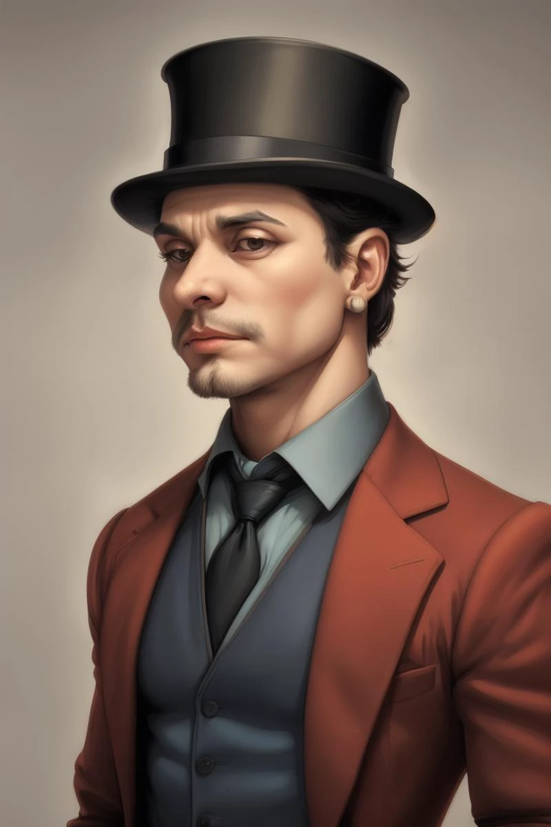 man in a top hat, masculine