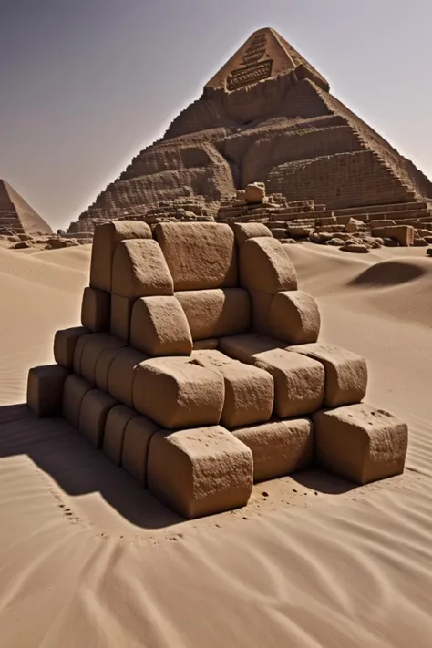 desert, ruins, pyramids