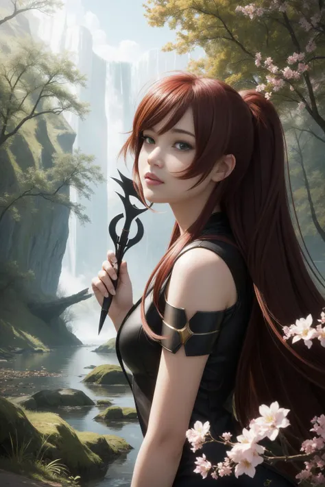 1girl, masterpiece Digital painting, majestic, Sharp focus of a ("The Invention of [Nature|Light] ":1.3) , it is very Deafening and Odious, desolate forest and blossoms, Bathed in shadows, split diopter, (by RafaÅ OlbiÅski:1.2) , Anime screencap, Tranquil, Princesscore, Nostalgic lighting, 35mm, Mono Color, poster art, Dota style, Best quality, High quality