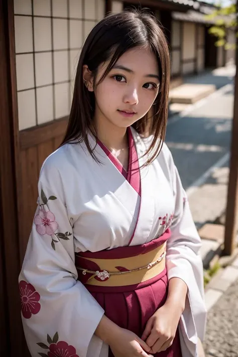 1girl,20yo,beautful, kawaii , japanese,kimono,straight hair,portrait,Kyoto,professional lighting