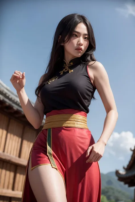 hong kong cinema kung fu heroine. traditional peasant garb. <lora:GoodHands-vanilla:1>