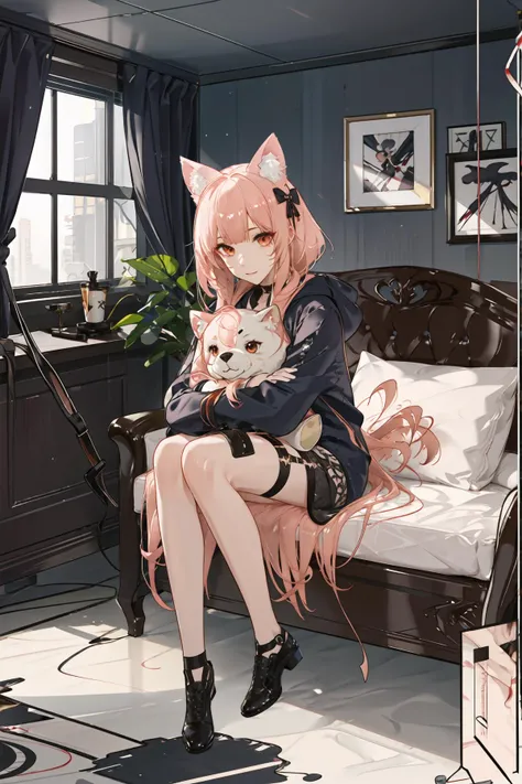 <lora:stylized3DModelLora_v30:0.8>, hyper detailed 3d, 1girl, looking at viewer, sitting, full body, clutter girl's lovely room, hugging stuffed animal, fluffy hoodie with animal ears, masterpiece, best quality, 8k, detailed skin texture, detailed cloth texture, beautiful detailed face, intricate details, ultra detailed, zentangle, <lora:hipoly3DModelLora_v10:0.2:NCNF>, hiqcgbody,
