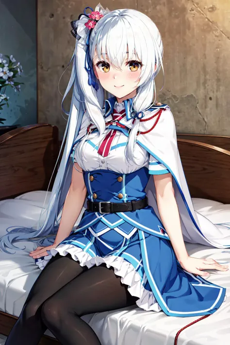 nsfw,masterpiece, best quality, highres, lh1, hair ornamnet, thighhighs, long hair, long sleeves, pleated skirt, blue thighhighs, armband, frilled skirt, white jacket, white shirt, blue skirt, thigh strap, embarrassed, bukkake,cum,semen,fluids,saliva,ejaculation,cowboy shot, outdoors,street,