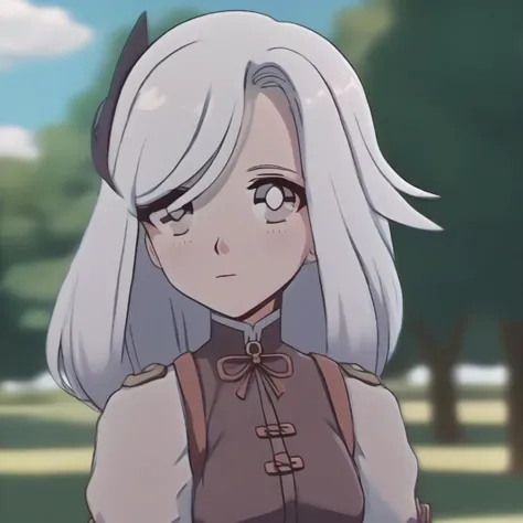 front view, a cute girl in a park, long hair, white hair, ambient light , vintage anime style <lora:Shenhe(Genshin_Impact):0.5> <lora:Vintage Anime Style:1>