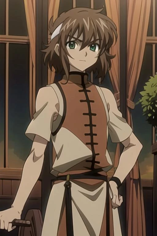 masterpiece, best quality, photorealistic, 1boy, solo, male focus, looking at viewer, , , , realistic, <lora:ryuu-ou_tsubasa_chronicle:0.74>, ryuu-ou_tsubasa_chronicle, brown hair, green eyes, , scarecrow costume, science fiction cyber-horror, HD-DVD