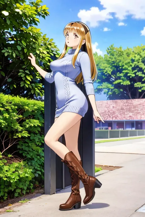 (Realistic:1.5) Knit dress with knee-high boots<lora:EdobUruseiYatsura_v2.0:0.8>
