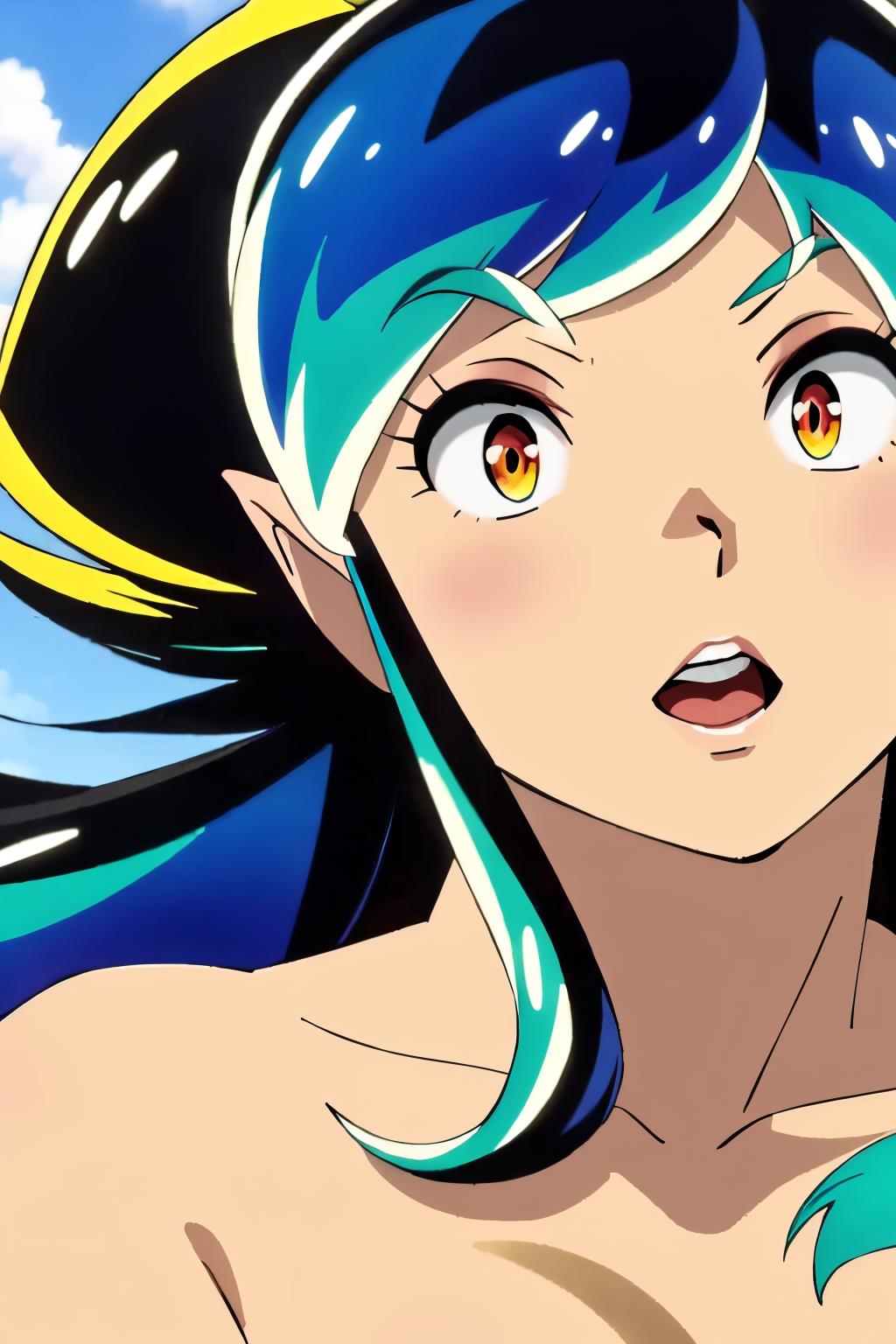 A close up of a woman with blue hair and a hat - SeaArt AI