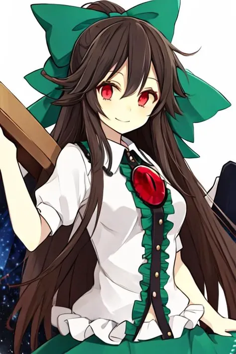 <lora:reiuji_utsuho_touhou:1>, reiuji_utsuho_touhou, long hair, red eyes, third eye, black hair, smile, brown hair, breasts
standing, upper body, looking at viewer,
(high quality:1.1), (high resolution:1.1), 4k, 1girl, simple background, white background, <lora:style_Akakura:1:1:lbw=OUTALL> , reiuji_utsuho_touhou <lora:NoiseOffset_v2:1.0>