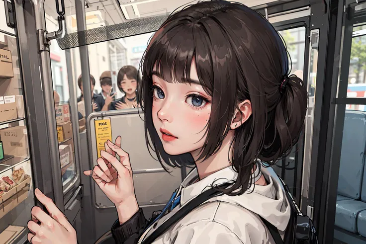 [[finely detailed eyes and detailed face]],1girl, solo, ((bus))
