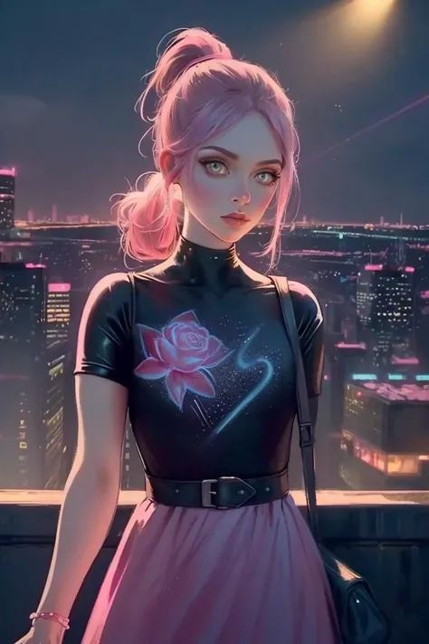 <lora:chalklora:1>chalk_drawing<lora:tangbohu-breasts_2:-3> 1girl,break, pink long dress ,break
low ponytail, latex, solo, detailed face, looking at viewer, cowboy shot, upper body, city, cyberpunk, mechanical, night, dark, light rays, (masterpiece:1.2, best quality)
