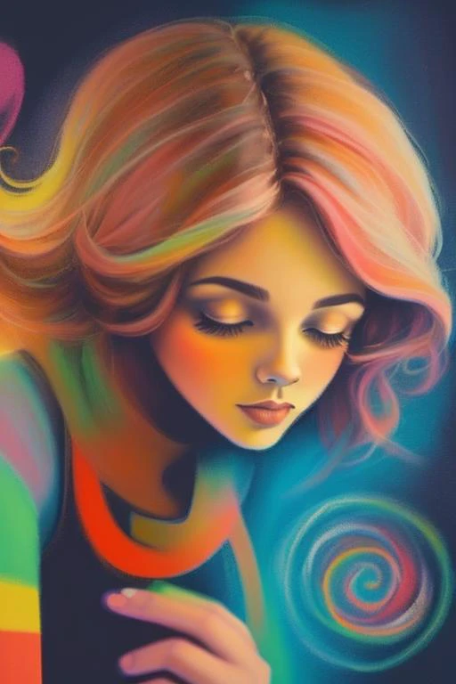 <lora:chalklora:1>chalk_drawingenergy flies out of the body, colorful background, style of Sam Guay