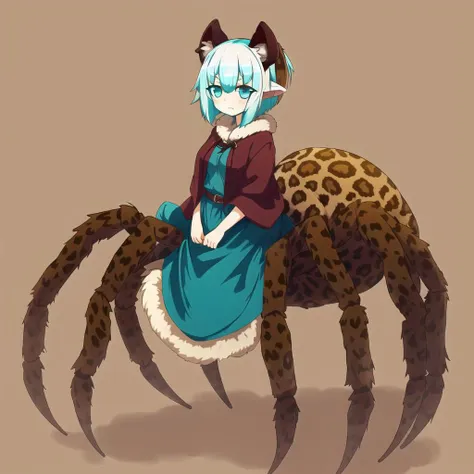 (drider:1.4) full body, anime style <lora:Driders_XL:1>, nsfw, showing nipples, 1girl, Ponytail, small boobs, flat chest, Compact body, dark eyes, Bronze hair