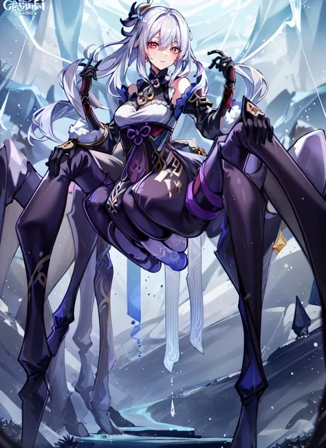 masterpiece, Highest quality, Super detailed,Perfect human body, figure,(One girl),Beautifully detailed head,Full body painting,Full Art, NSFW,high head and body,female robot,1girl,rainbow color eyes,silver skin color,Armor is deep gray color,objet head,telescope head,Monocular,Big Breasts,blade shoulder,Volumetric thighs,glamorous,Open pussy,Sexaroid,Expressionless,View your viewers,,sex,pussy juice,creampie,penis in pussy,A pair of futanari girls and girls,Futanari penis