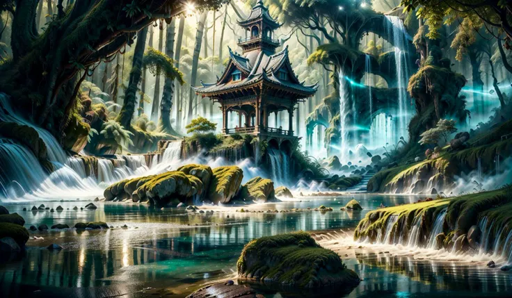 Quality Tags: (ultra detailed 8k cg:1.5), (masterpiece:1.5), (best quality:1.4), high quality, absurdres, beautiful, complex, intricate, detailed background, complex background, cinematic, ultra highly detailed, tiny details, beautiful details, luminism, vibrant colors, rich deep colors, centered, symmetry BREAK Feature Tags: Fertile Farmland, Virtual Blizzard BREAK Theme Tags: <lora:AngelicAI:0.5>, <lora:ClockRealm:0.5> BREAK Lens Tags: dramatic lighting, rim lighting, volumetric lighting, depth of field, sharp focus, foreshortening, astrophotography BREAK Artstyle Tags: fantasy landscape, mystical, adorable, fairytale, storybook detailed illustration, ink outline, art in the style of Jordan Grimmer,Hironobu Sakaguchi,Alayna Lemmer, fog, mountains, water, asian rainforest jungle, sky, temple, <lora:add_detail:0.5>, <lora:more_details:0.5>, <lora:realistic:1>, <lora:Elixir:1>, <lora:Better_Nature_v1:0.3>, circle
